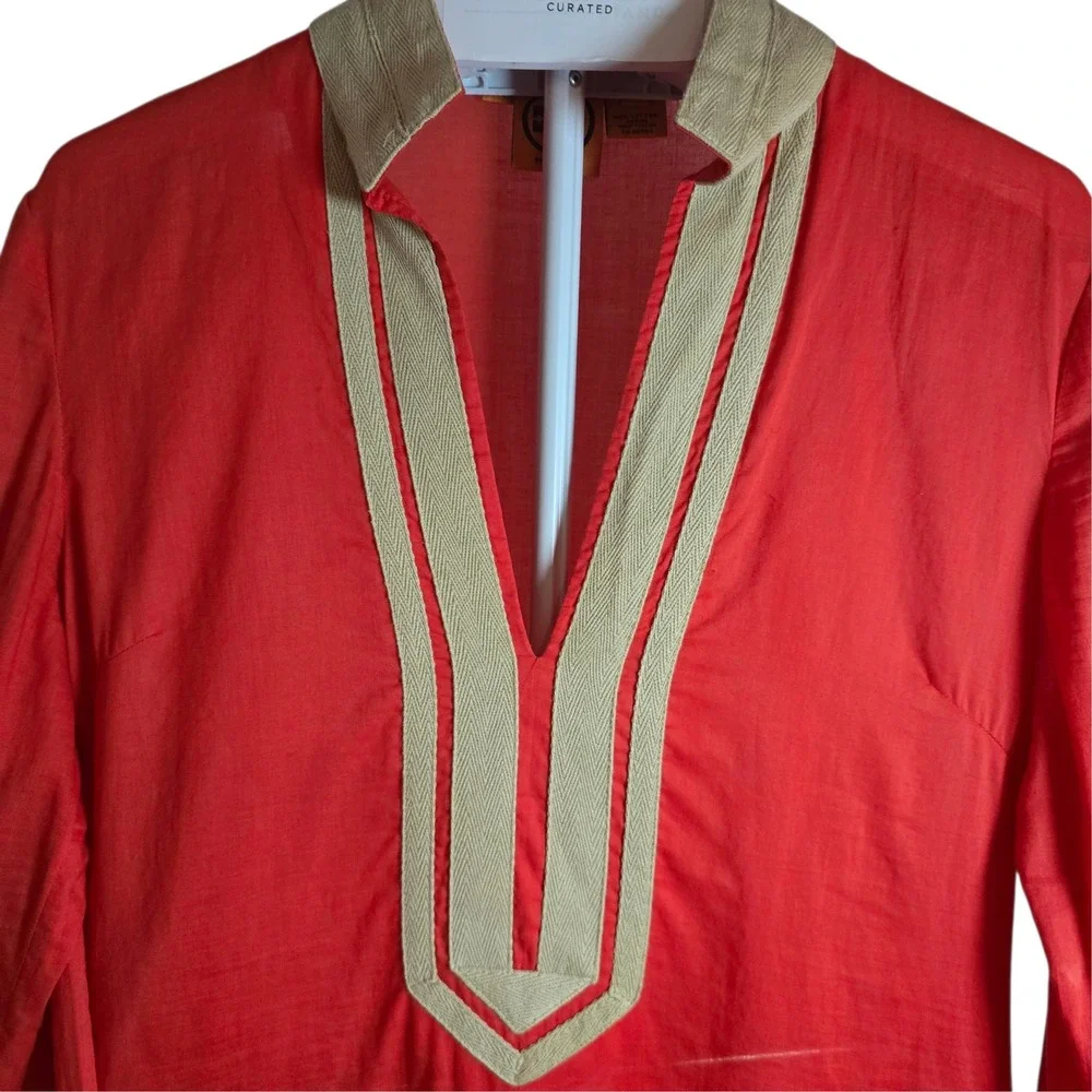 Tory Burch Orange Cotton Tunic Caftan Resort Boho‎ Size 10